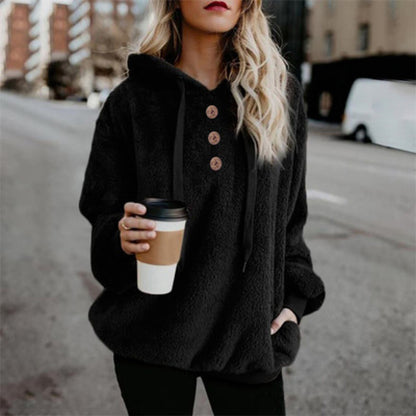 Long Sleeve Solid Color Hoodie For Women