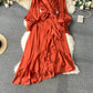 Ladies Long Sleeve Ruffles Dress