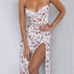 Lace Floral Mid Calf Dress