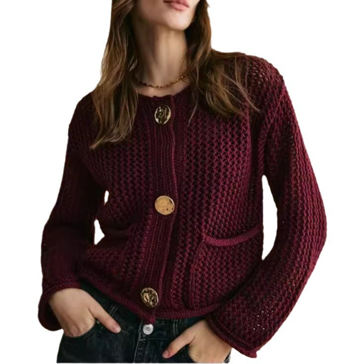 Fashion Round Neck High-Grade Thick Cardigan For Women