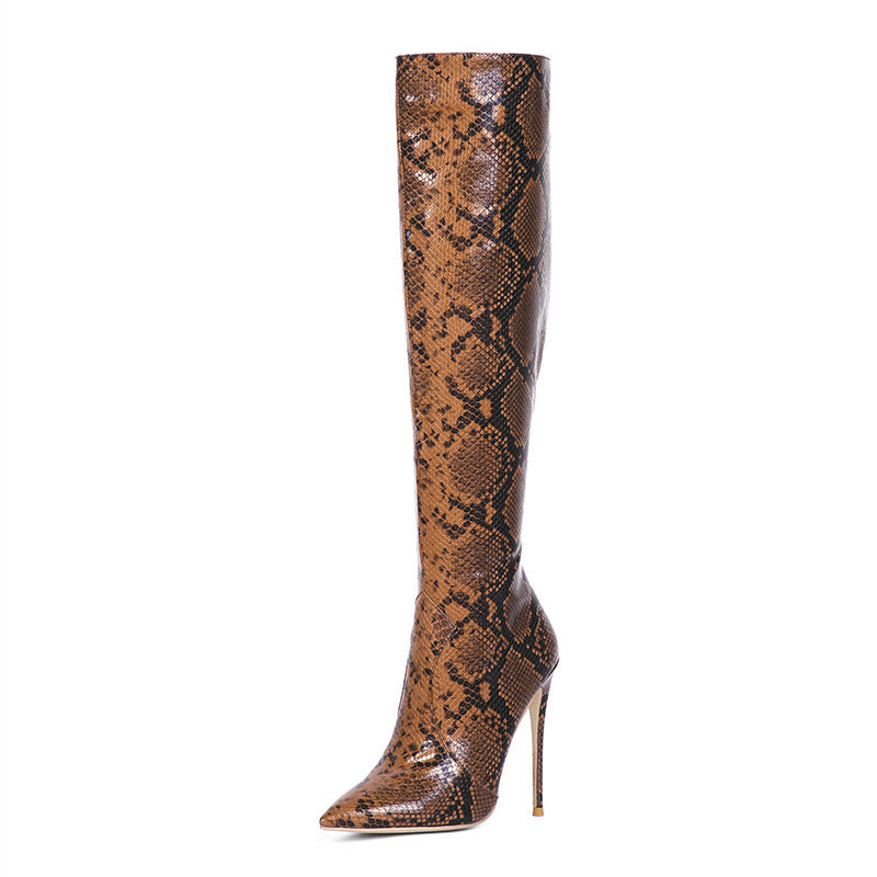 Snake Knee High Boots