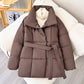 Warm Lapel Coat With Belt