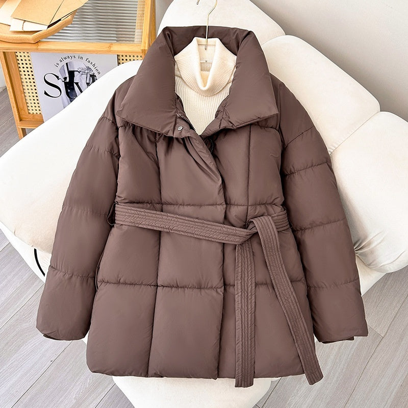 Warm Lapel Coat With Belt