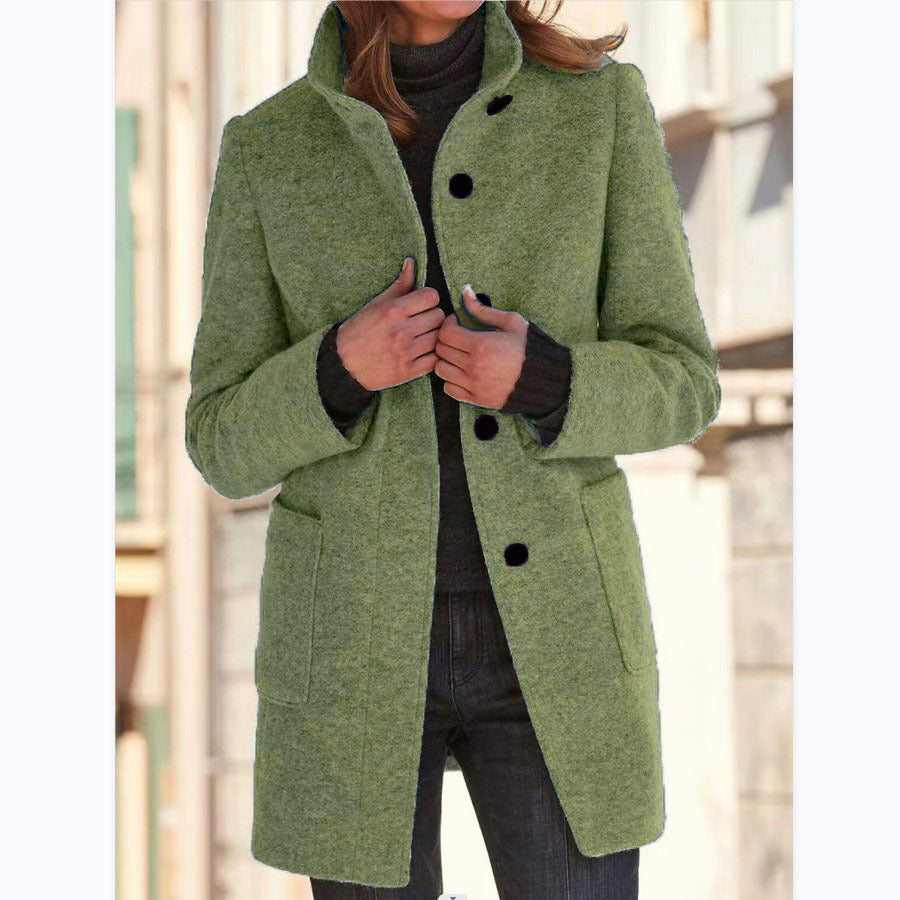 Standing Collar Woolen Coat