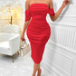 Women's Fitted Off-the-shoulder Pleated Dress