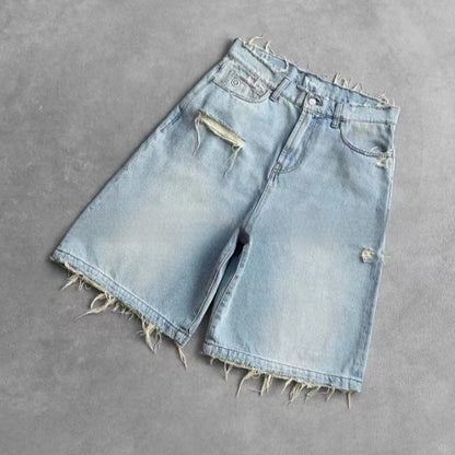 Designer Ripped Denim Shorts