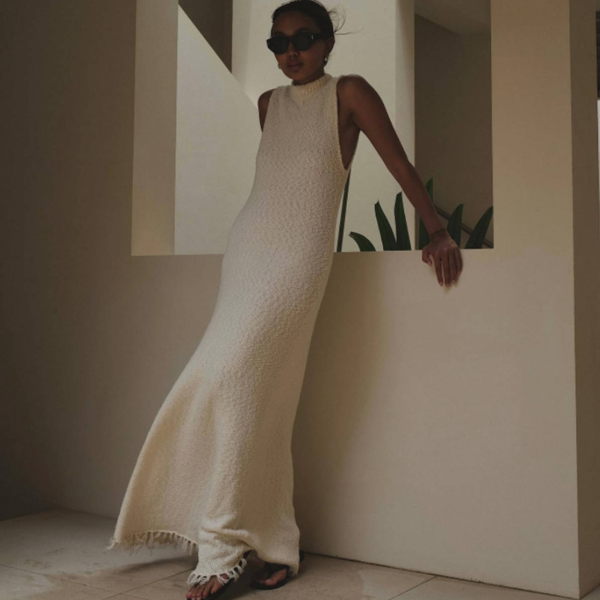 Cotton Sleeveless Tassel Long Dress