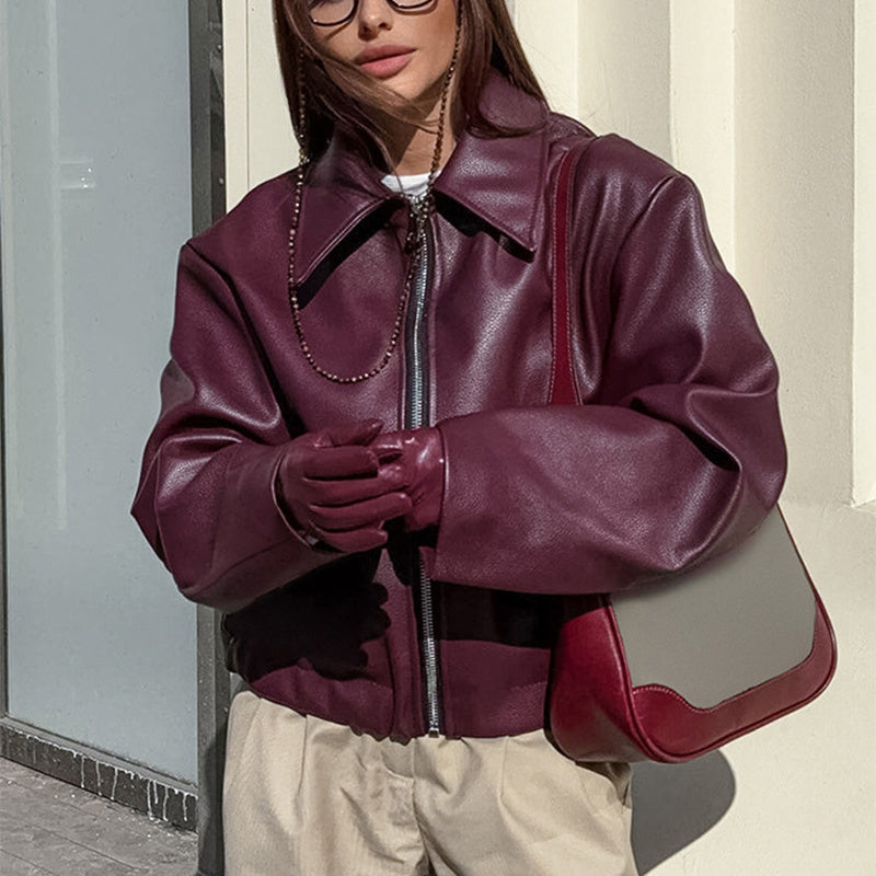Zippered Leather Jacket