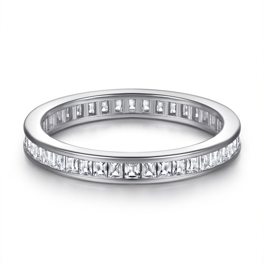 Sterling Silver Diamond-studded Ring