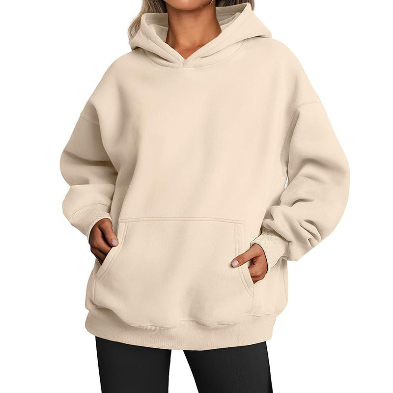 Solid Color Oversized Hoodie For Women