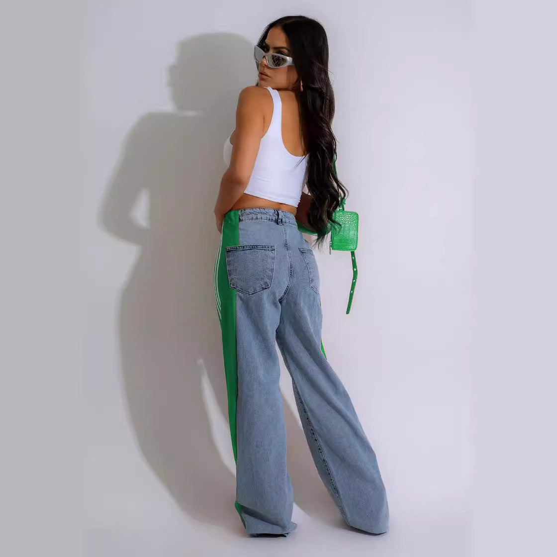 High Waist Patchwork Trousers