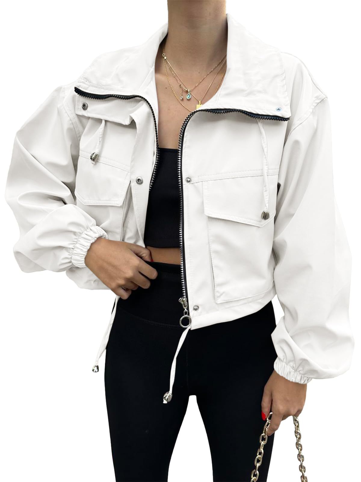 Solid Color Short Zipper Jacket