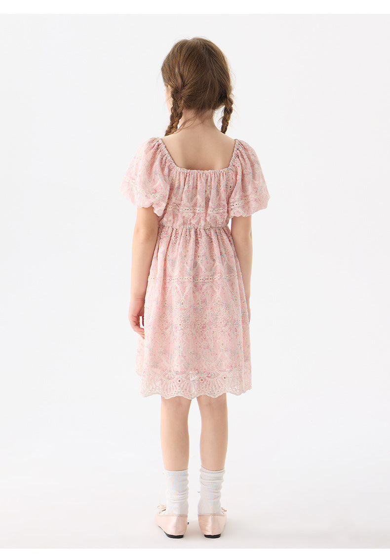 Girls' Floral Embroidery Dress