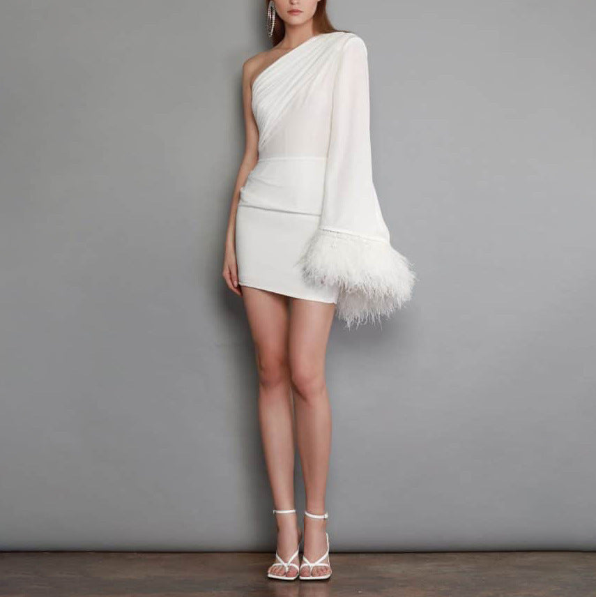 Women's Short Skirt Feather Dress