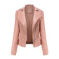 Beaded Leather Long-Sleeved Motorcycle Jacket
