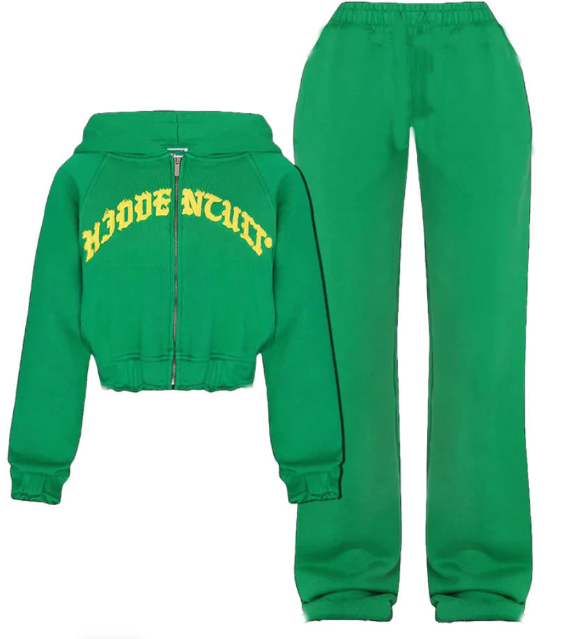2 Piece Cropped Hooded Sweatsuit
