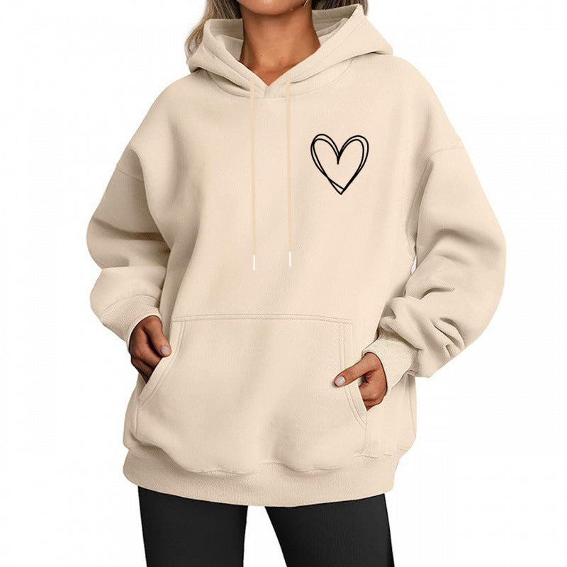 Brushed American Style Casual Hoodie For Women