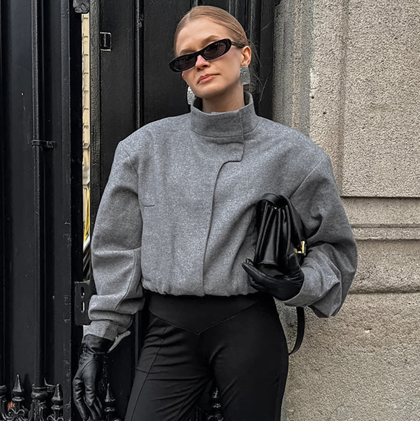 Standing Collar Gray Coat