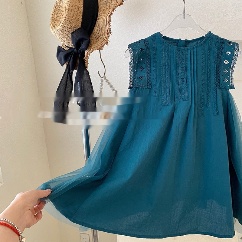 Girls' Sleeveless Lace Vest Dress
