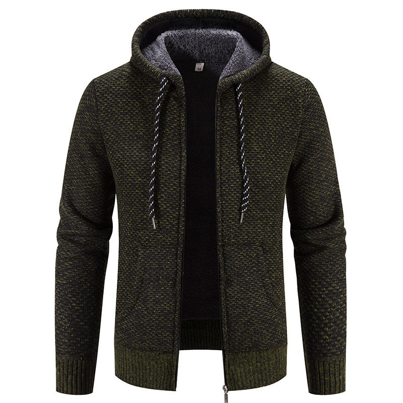 Men's Drawstring Plush Sweater Coat