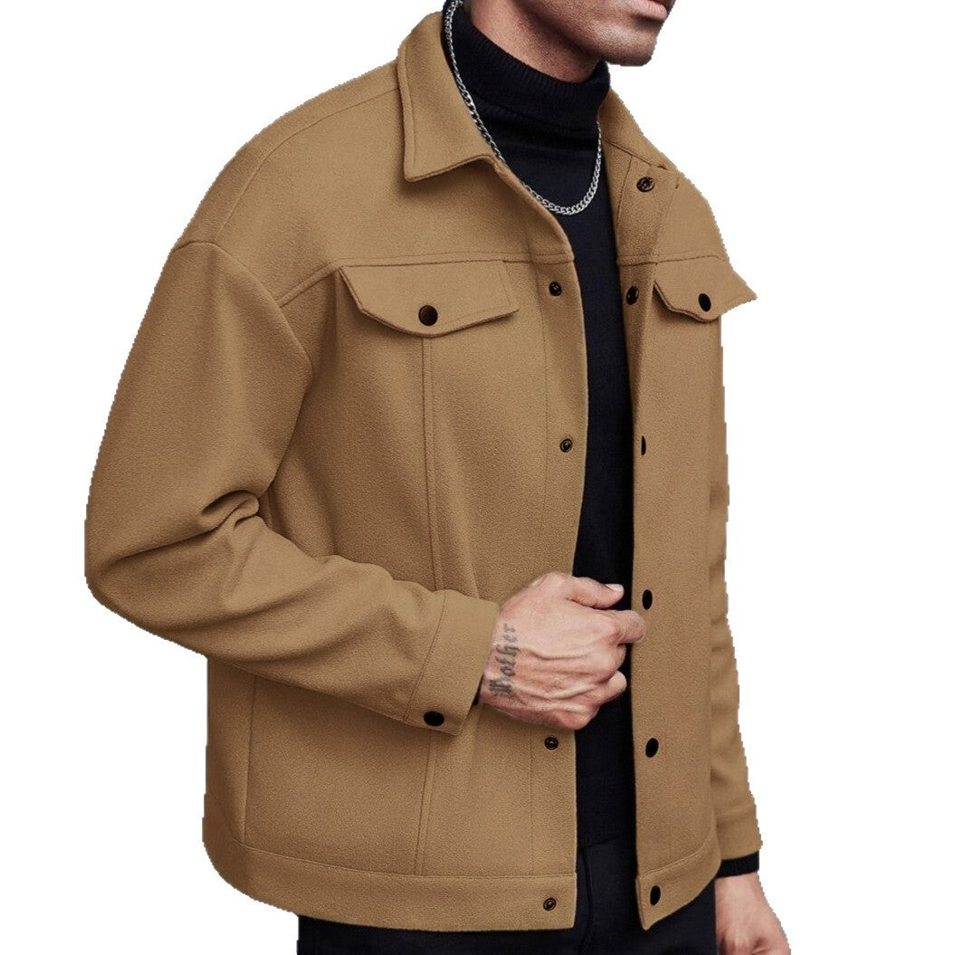 Men's Lapel Woolen Casual Sports Jacket
