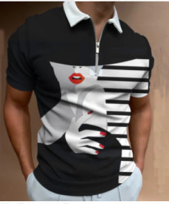 Men's Face Art Printed Short Sleeve T-shirts