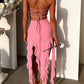 Thigh High Split Ruffle Dress