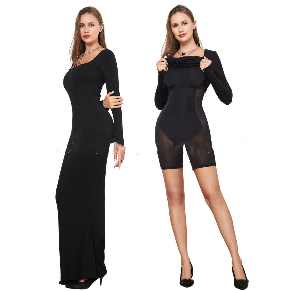Ladies Two-in-one Maxi Dress w/Belly Contracting Control