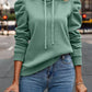 Lapel Hooded Solid Color Long-Sleeved Hoodie For Women