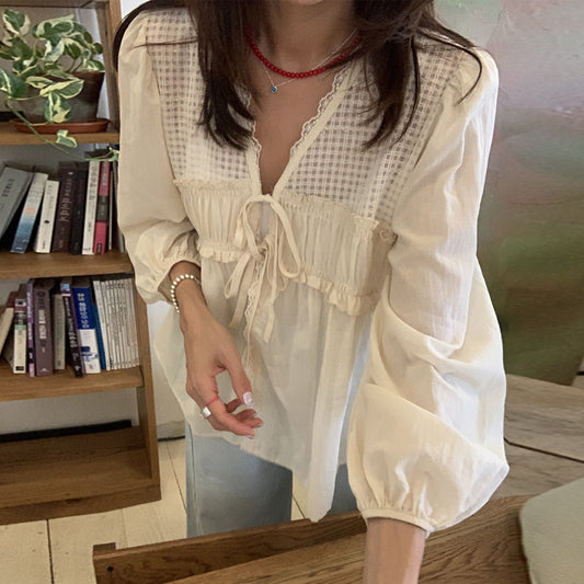 Women's Retro V-neck Loose Shirt