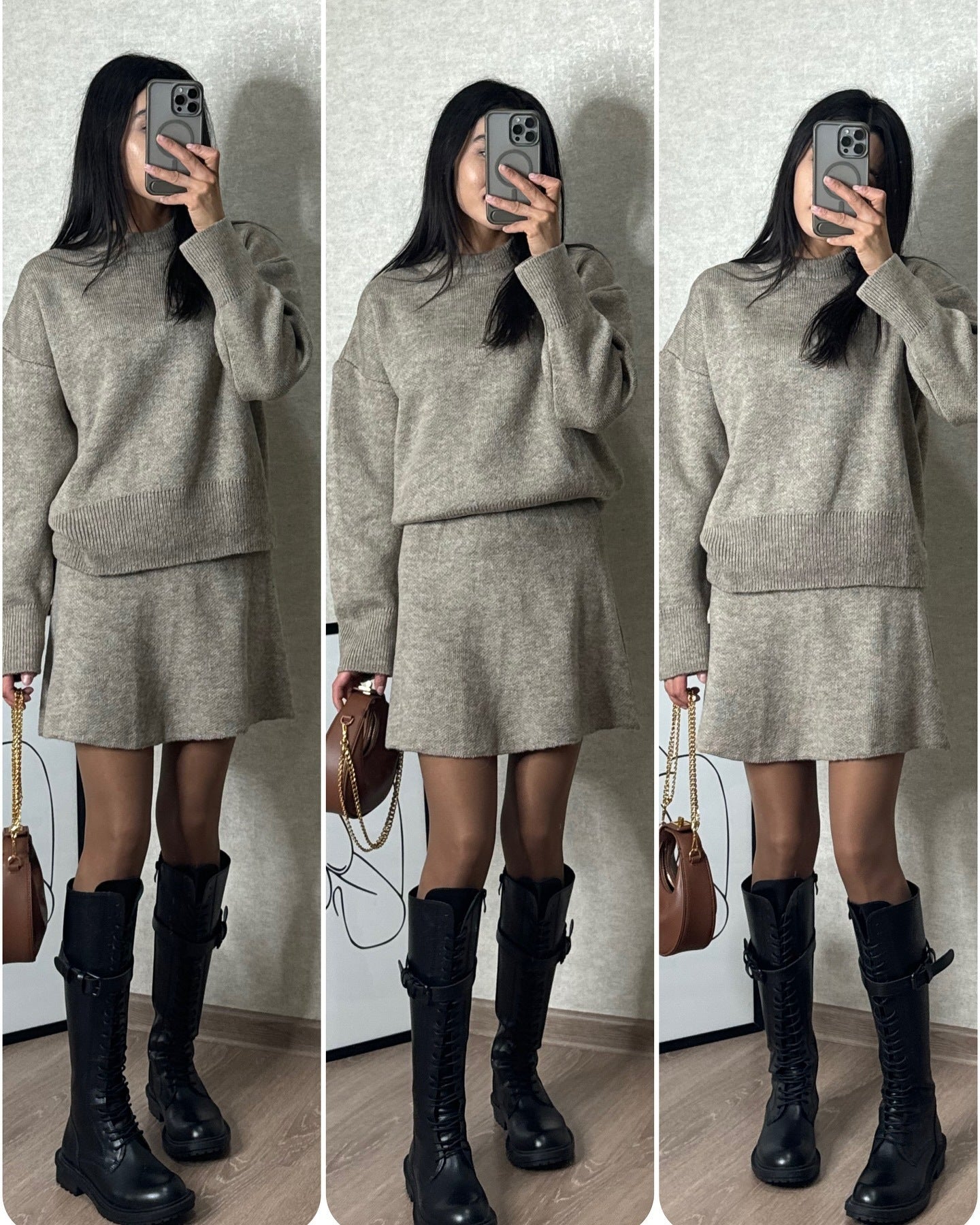 Women's 2 Pieces Knitted Skirt Suit