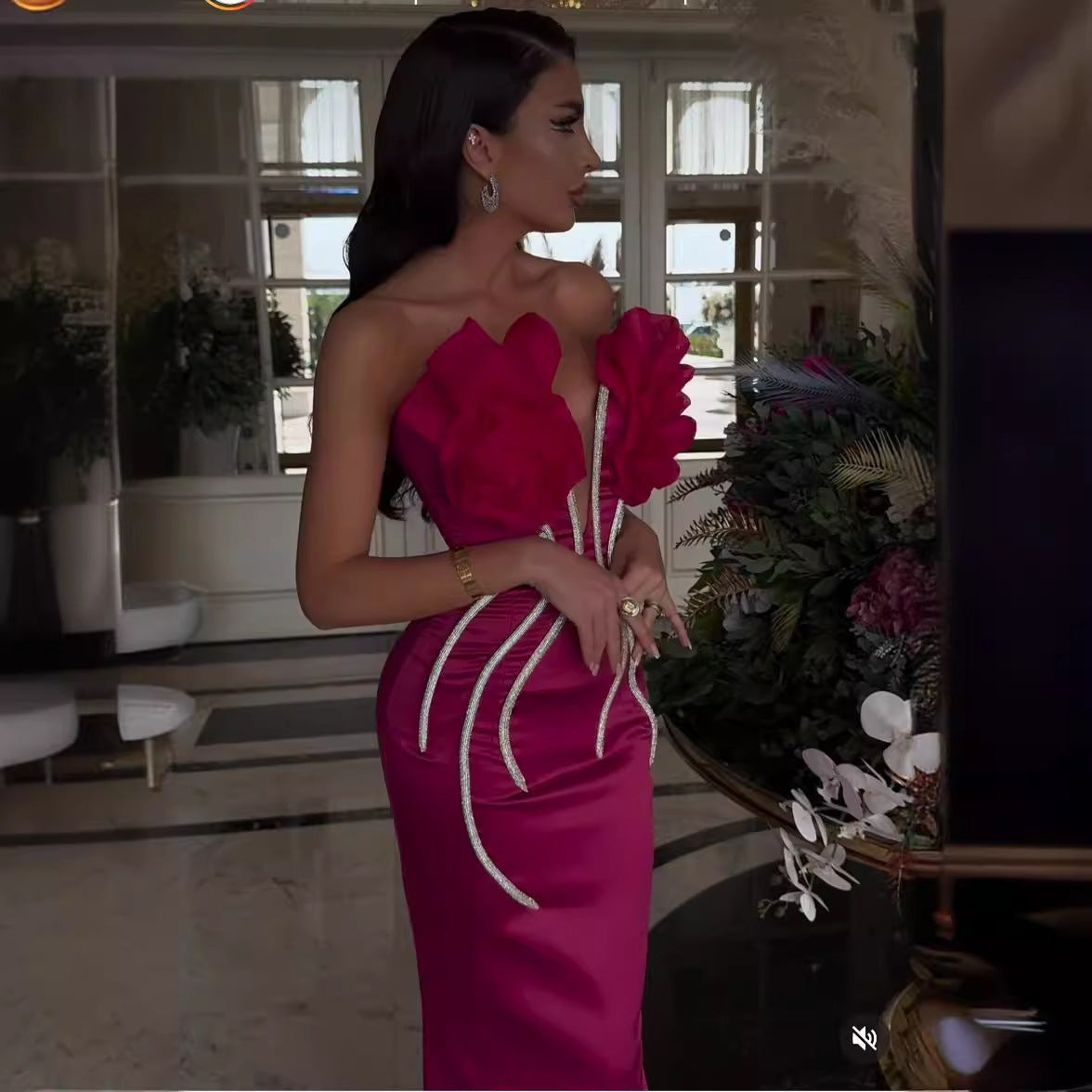 Rhinestone Tube Top Formal Dress