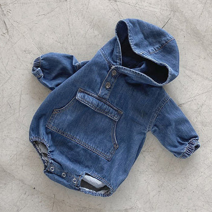 Baby's Denim Hooded Romper