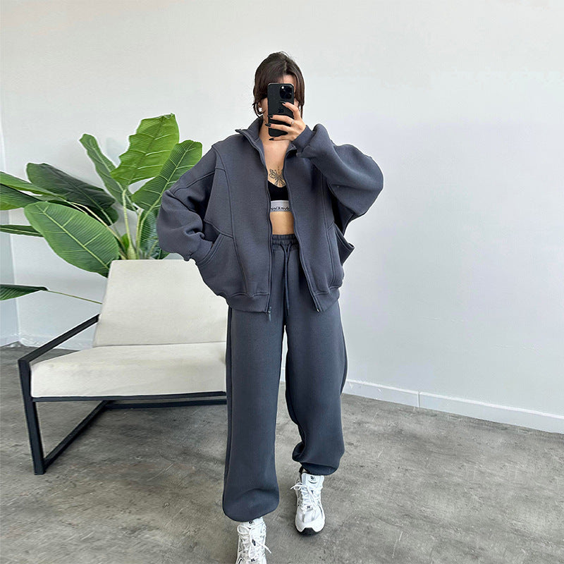 2 Pcs Sports Suits with  Drawstring Trousers