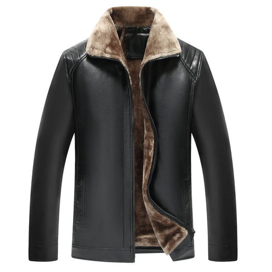 Fur-Lined Leather Retro Jacket For Men