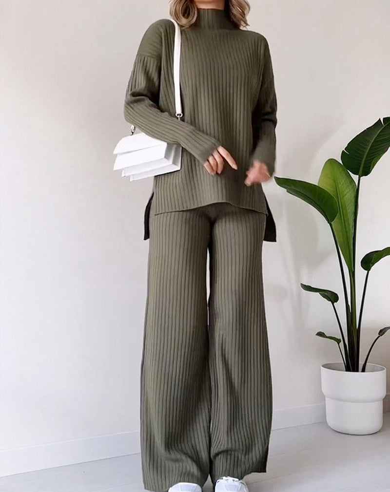 2 PCS Turtleneck Knitted Suit