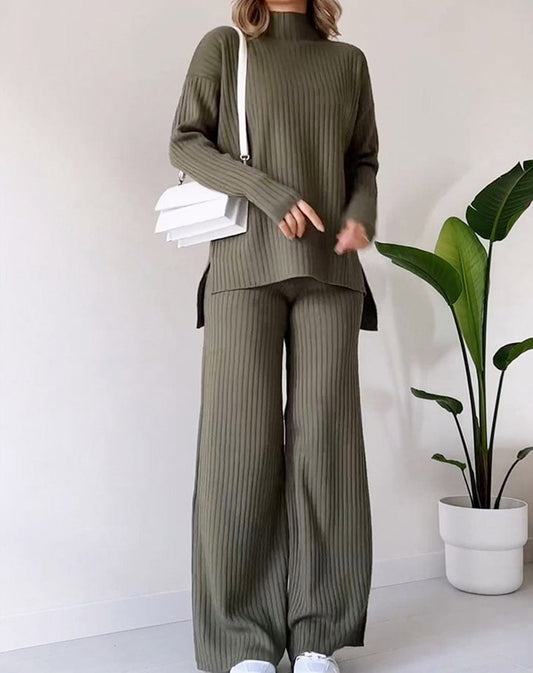 2 PCS Turtleneck Knitted Suit