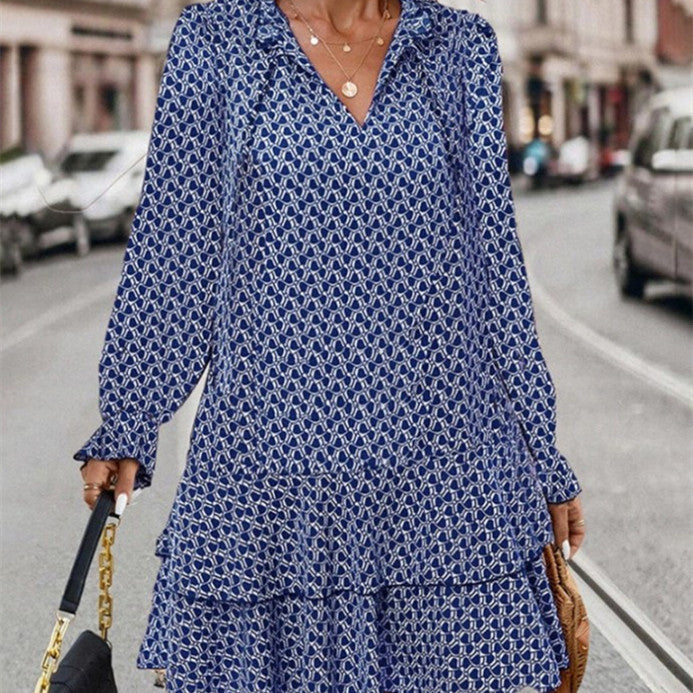 Ladies Bohemian V-Neck Dress