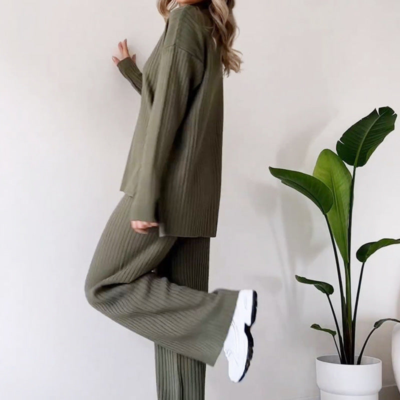 2 PCS Turtleneck Knitted Suit