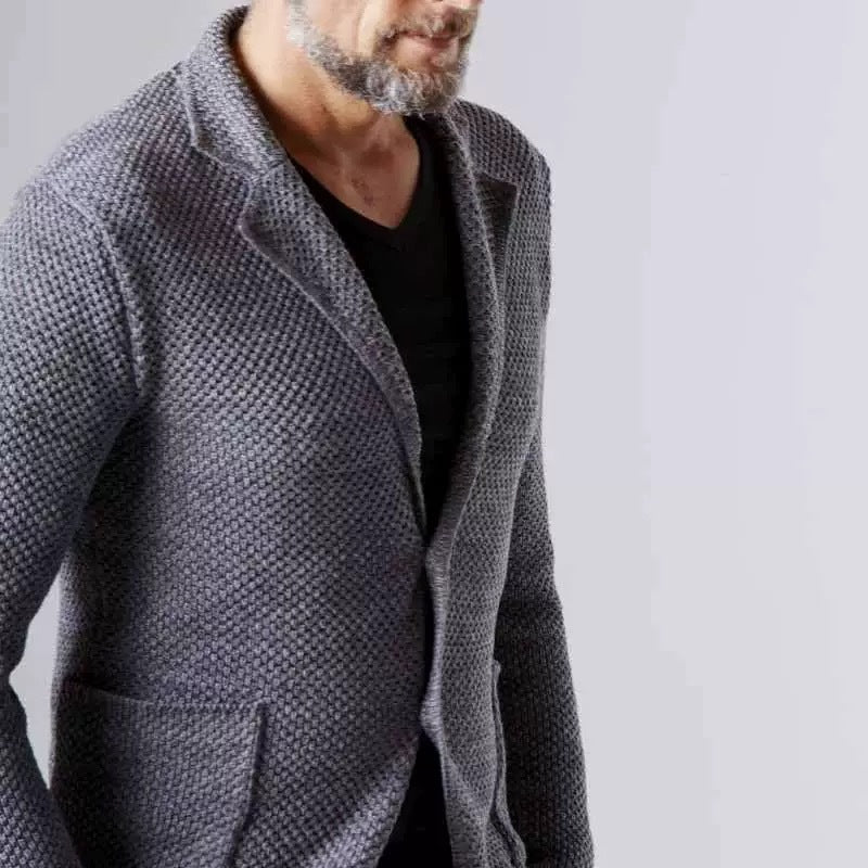 Lapels Suit Casual Knitted Jacket Cardigan For Men