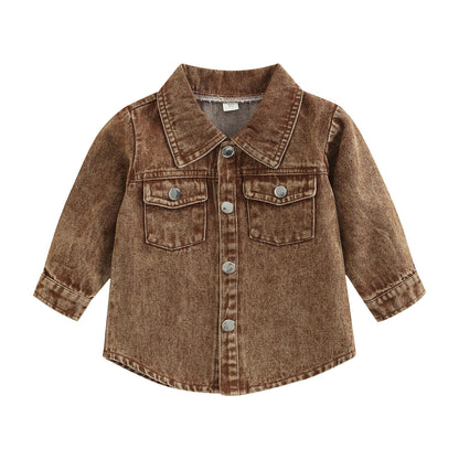 Unisex Toddlers Long Sleeve Denim Shirt