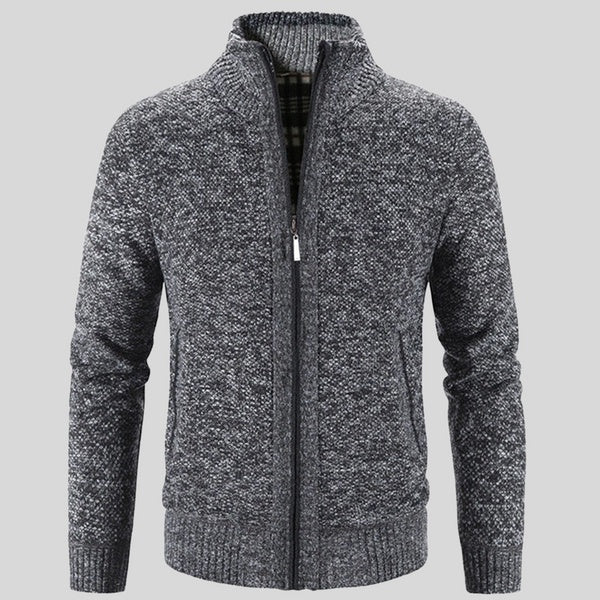 Solid Color Stand Collar Jacket Cardigan For Men