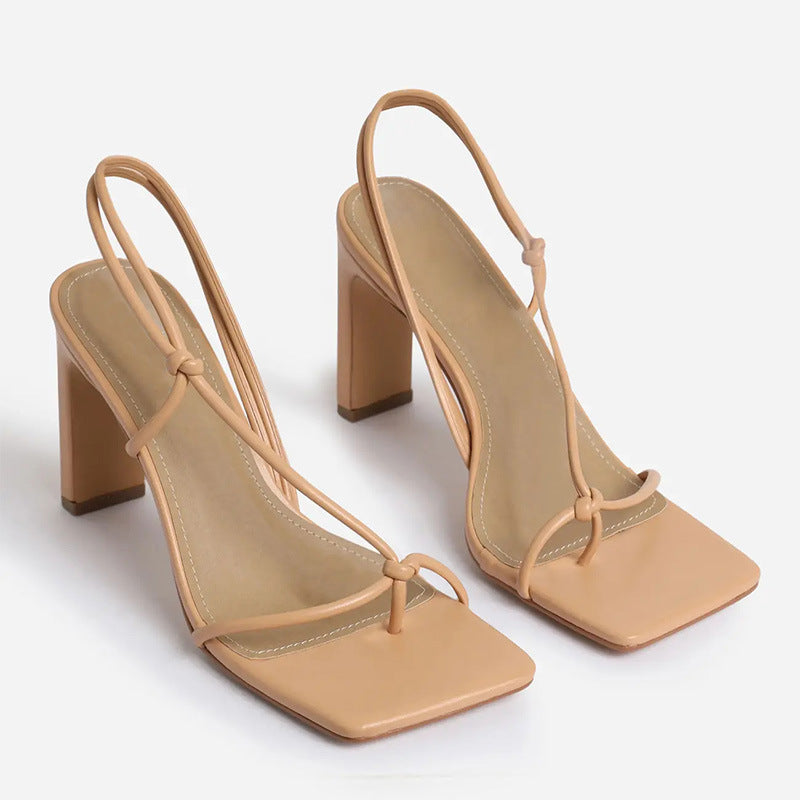 Ladies Square Toe High Heels Sandals