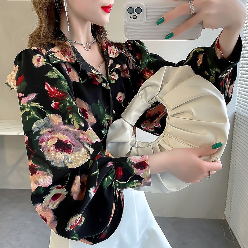 Lantern Sleeve Chiffon Shirt