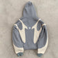 Pattern Stitching Trendy Zipper Hoodie For Men
