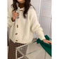 Loose Soft Cover Horn Button Knitted Cardigan For Women