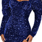 Women's Sequin Bubble Sleeve Dress