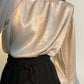 Elegant Satin Balloon Sleeve Blouse