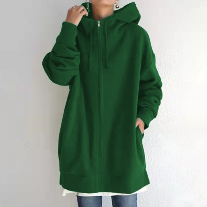 Oversized Long Sleeve Zipper Hoodie For Women