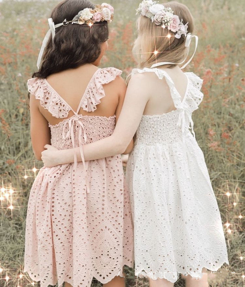 Girls Cotton Eyelet Dress | Ajanka Inc.